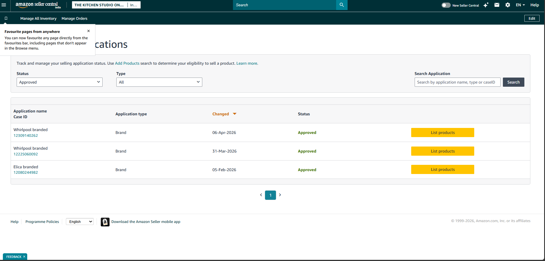 Brand Approval report screenshot